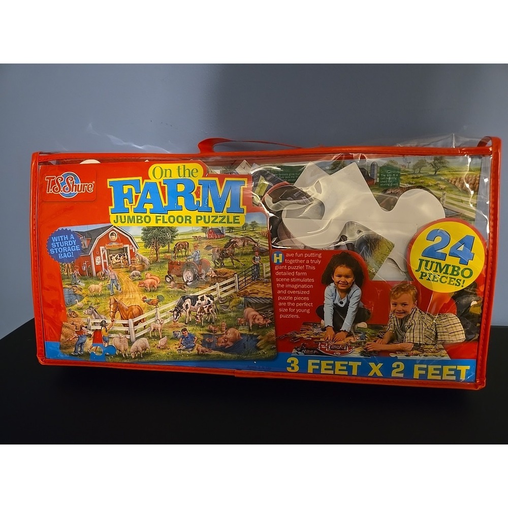 24pc On The FARM Jumbo Sized Floor Puzzle By Shure with Bag 3' X 2'